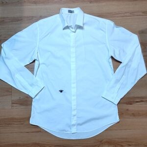Christian Dior Men's White Button Up Shirt Long Sleeve Sz M